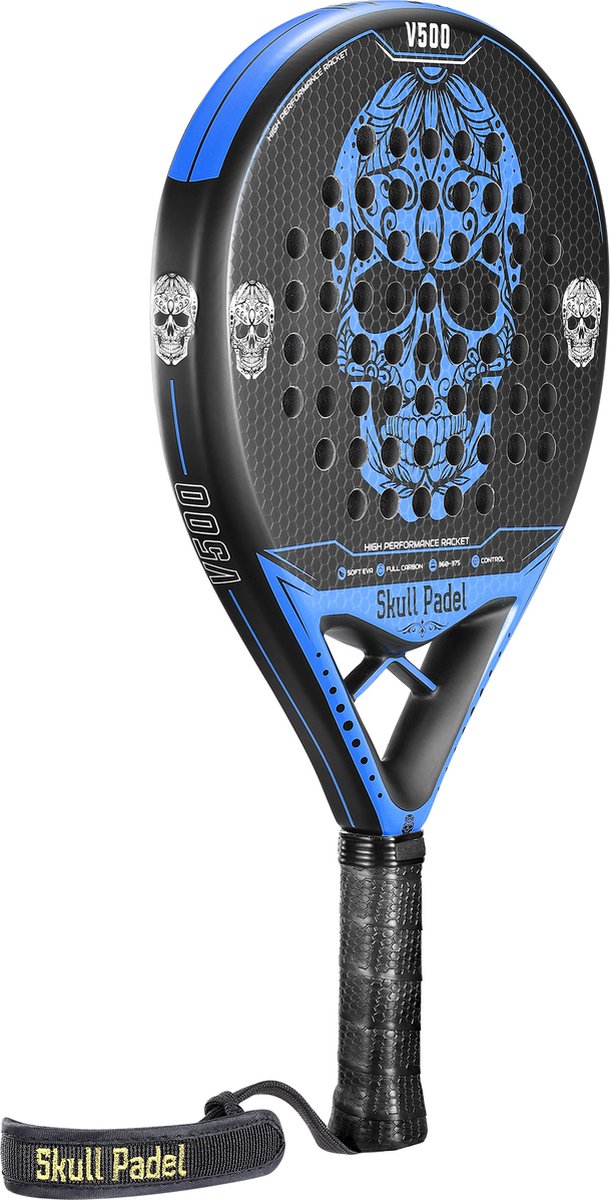 Skull Padel V500 Blue - Padel Racket - Blue - Hybrid - Carbon