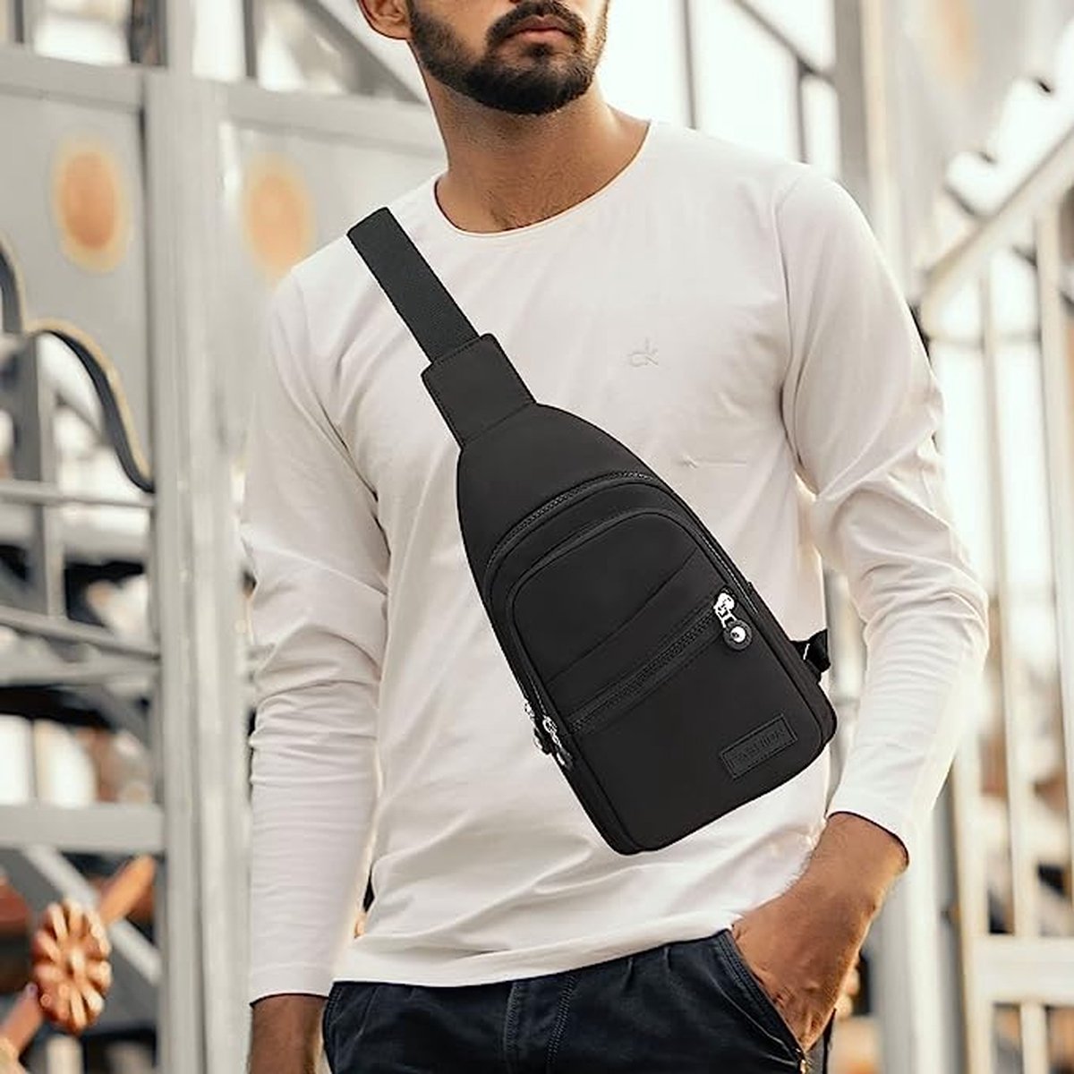 FANDARE Anti-diefstal Borsttas Schoudertas Heuptas Sling Crossbody Bag