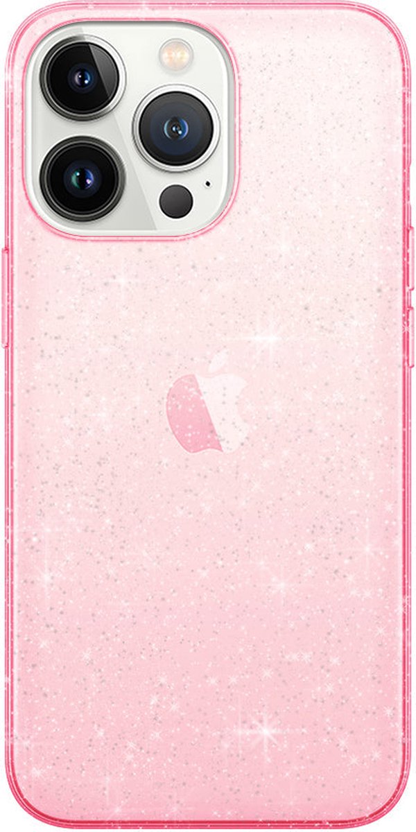xoxo Wildhearts siliconen glitter hoesje - Sparkle Away Pink - Geschikt voor iPhone 14 Pro - Shockproof case met glitters - Roze