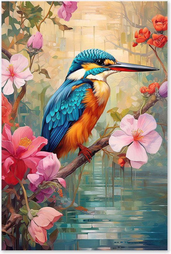 Graphic Message Schilderij Op Canvas IJsvogel Vogel Kunst 