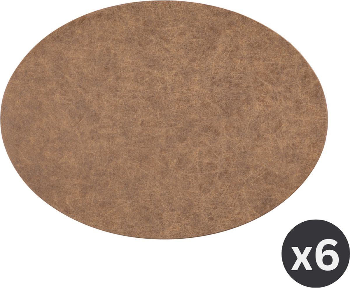 Placemat TRUMAN ovaal, SET/6, 33x45 cm, enkelzijdig, walnut