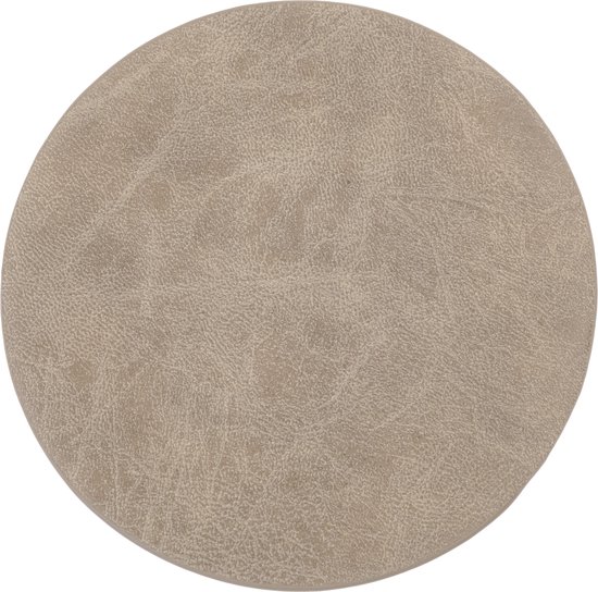 ZICZAC - Sous verre TRUMAN - SET/12 - Faux cuir - double face, facile à nettoyer, antidérapant - Rond - Diamètre 9,5 cm - Taupe