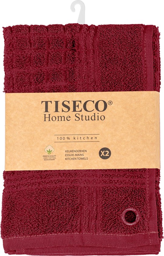 Tiseco Home Studio - Torchon PHARAO HANDY - SET/4 - 100% coton - tissu éponge - avec boucle de suspension - ultra absorbant - séchage rapide - matériau résistant - 50x50 cm - Rouge