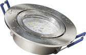 Inbouwspots LED IP44 ''Flatty'' - Inbouwspot geschikt voor binnen & Buiten - plafondlamp 3000K Ø83MM - Armatuur met met LED lamp Helder 400 lm - Zilver