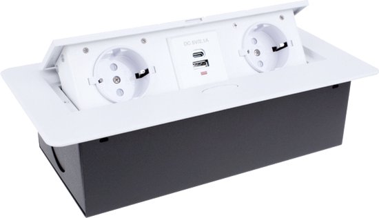 D LIGHT Kombibox - Inbouw stekkerdoos met 2 stopcontacten - USB A en ...