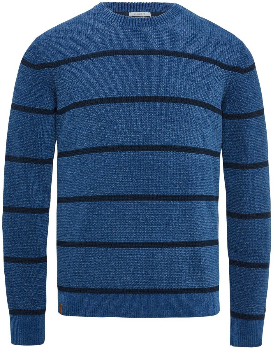 Cast Iron - Trui Gesrteept Donkerblauw - Heren - Maat M - Regular-fit
