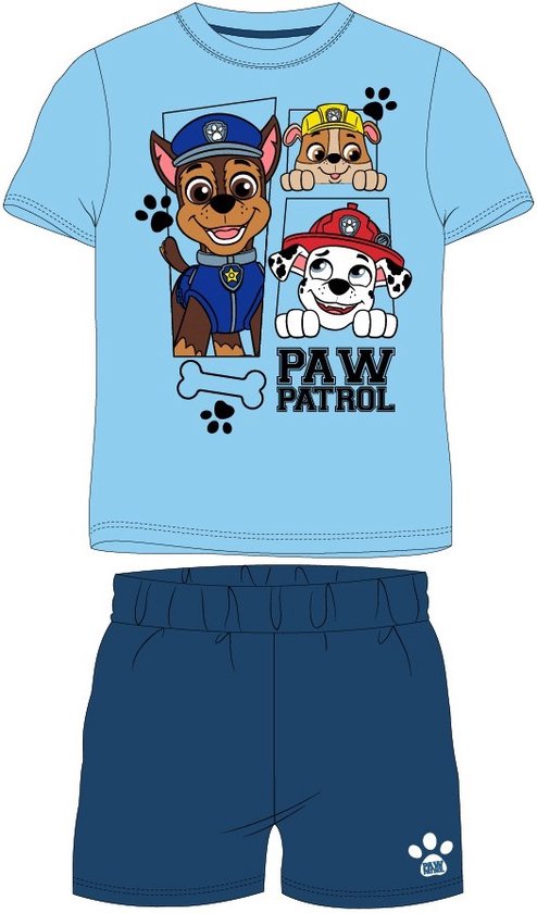 Paw Patrol shortama/pyjama katoen blauw/donker blauw maat 128