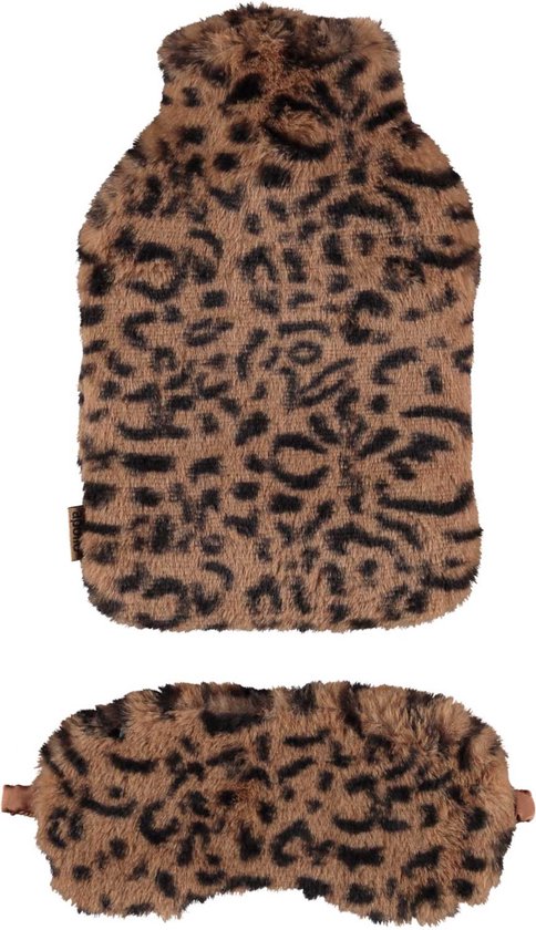 Foto: Apollo warmwaterkruik leopard print met oogmasker bruin kruik met hoes kruik baby kruiken