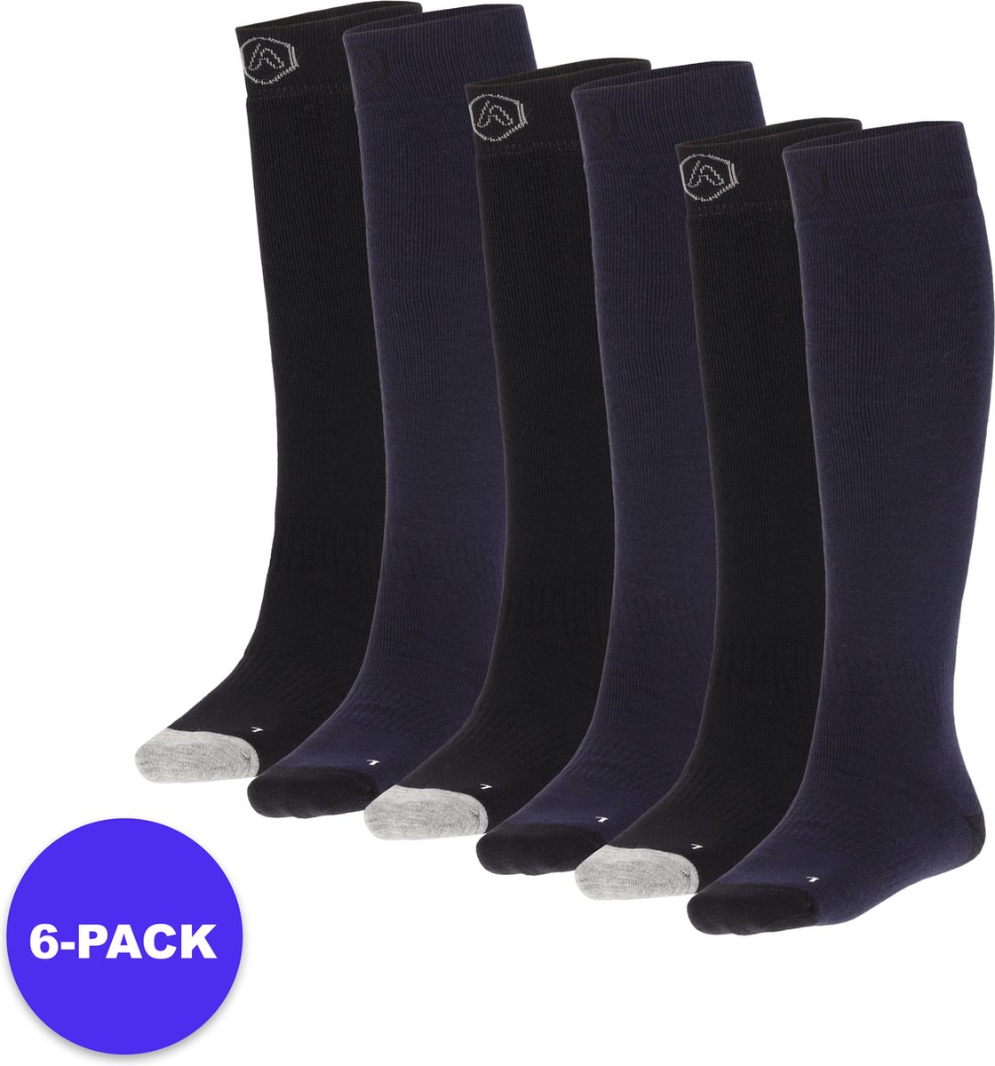 Apollo Skisokken kind Plain Unisex – 35/38 6-Pack Voordeelpakket Blauw
