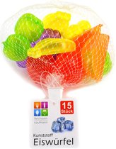 Jedermann IJsblokjes - 15x - fruitvormpjes kleurenmix - kunststof - herbruikbaar