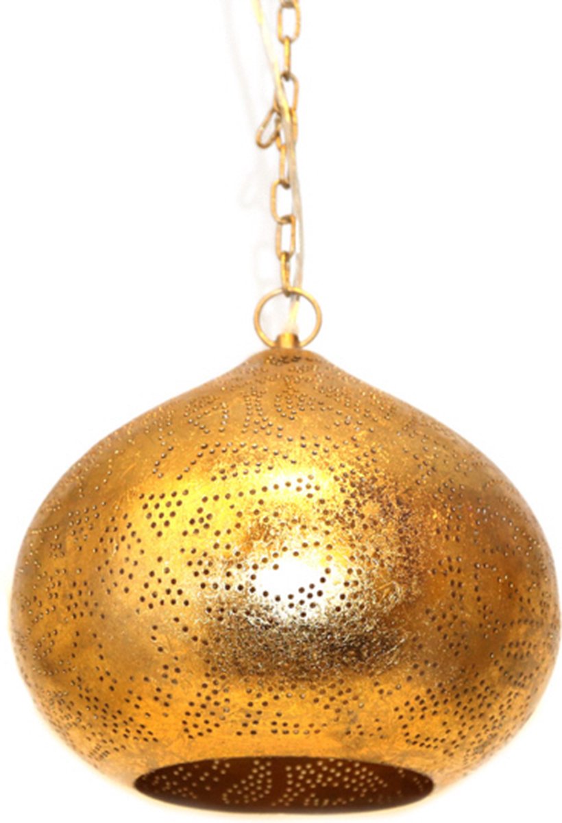 Oosterse hanglamp filigrain stijl - pompoen - vintage goudhanglamp filigrain