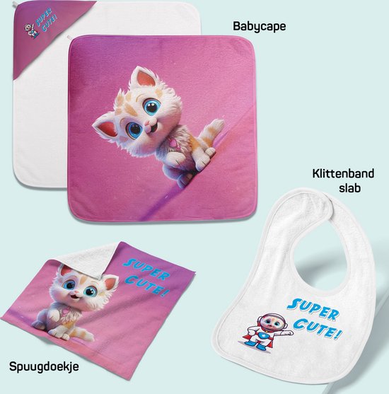 Baby Giftset - Cute Kitten - Babycape - Slab – Spuugdoek