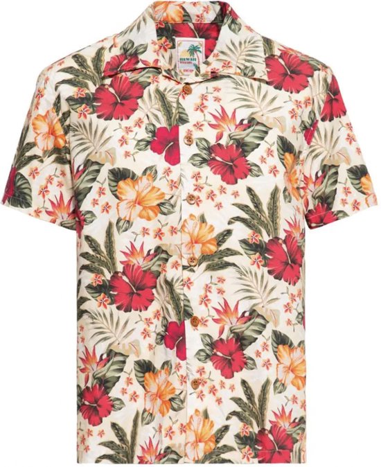 King Kerosin Hawaii Hibiscus Shirt Gebroken Wit