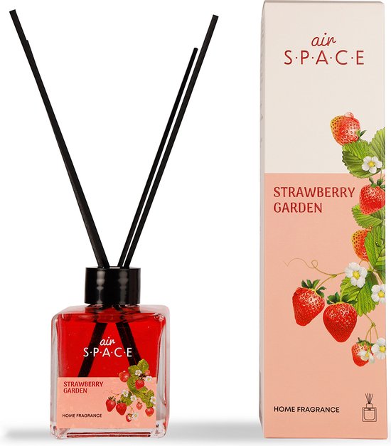 Air Space - Parfum - Geurstokjes - Huisgeur - Huisparfum - Strawberry Garden - Vierkant - 100ml