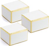 Boîte cadeau PartyDeco - Faveur de mariage - 20x - blanc/or - papier - 6 x 4 cm