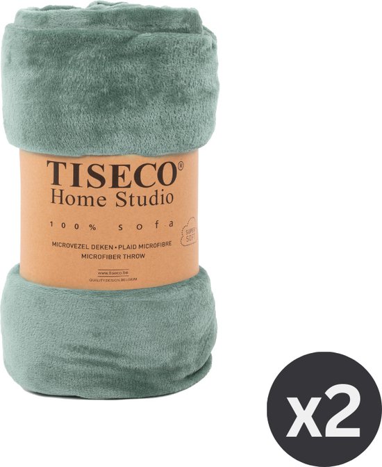 Tiseco Home Studio - Plaid COSY - SET/2 - microflannel - 220 g/m² - 130x160 cm - Greensage