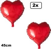 2x Ballon aluminium Coeur rouge (45 cm) - mariage mariage mariée coeurs ballon fête festival amour blanc