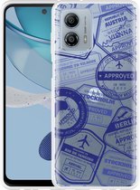Cazy Hoesje geschikt voor Motorola Moto G53 5G Paspoort Stempels