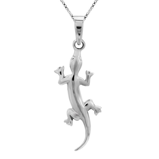 Zilveren ketting dames | Zilveren ketting met hanger, salamander