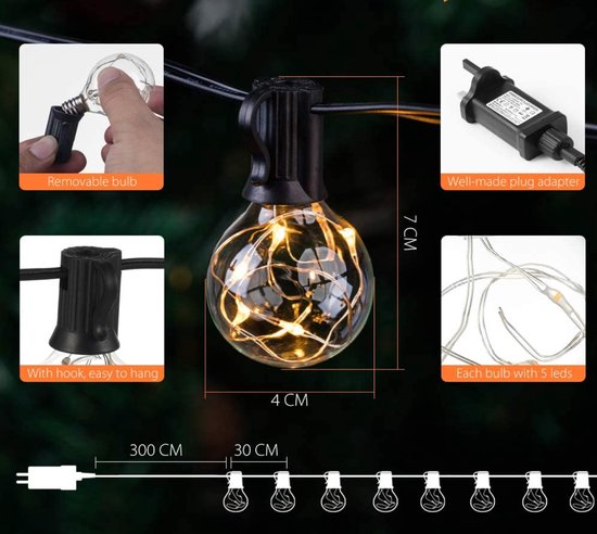SKAJ Tuinverlichting - Batterij - 6.5M - 8 LED - Waterdicht - Lichtsnoer Buiten - Extra Lang - Lichtslinger - Sfeerverlichting - Buitenverlichting - SKAJ