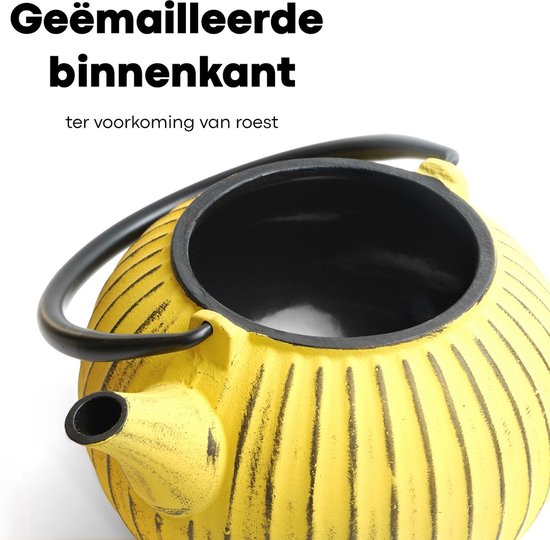 APS Theepot Asia - van gietijzer, binnen geëmailleerd, inclusief