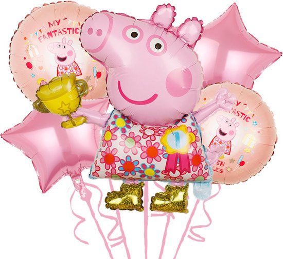 Peppa Pig suit-Ballonboog-5Stuks Roze Verjaardag Decoraties Cartoon Ballonnen Set Baby Shower Kinderspeelgoed Gifts Party Leveranciers