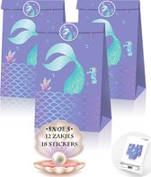Snoes - Traktatiezakjes - 12 Stuks - Zeemeermin - Purple - Paars - Verjaardag Decoratie - Cadeau zakjes - Uitdeelzakjes - Partijtje