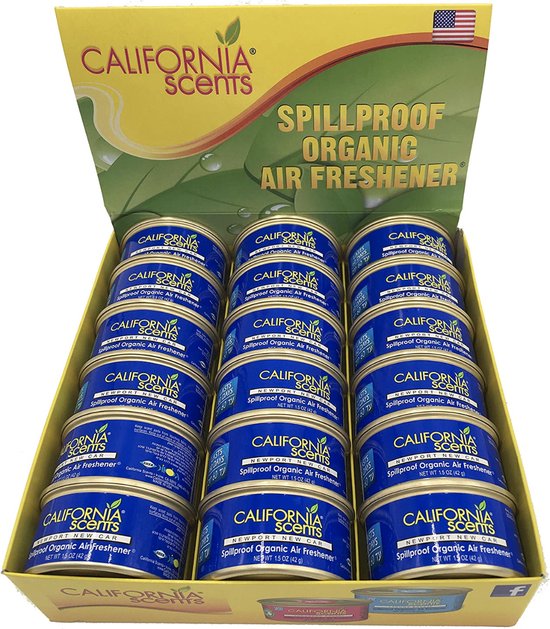 California Scents Organic Air Freshener 18 x New Car bol