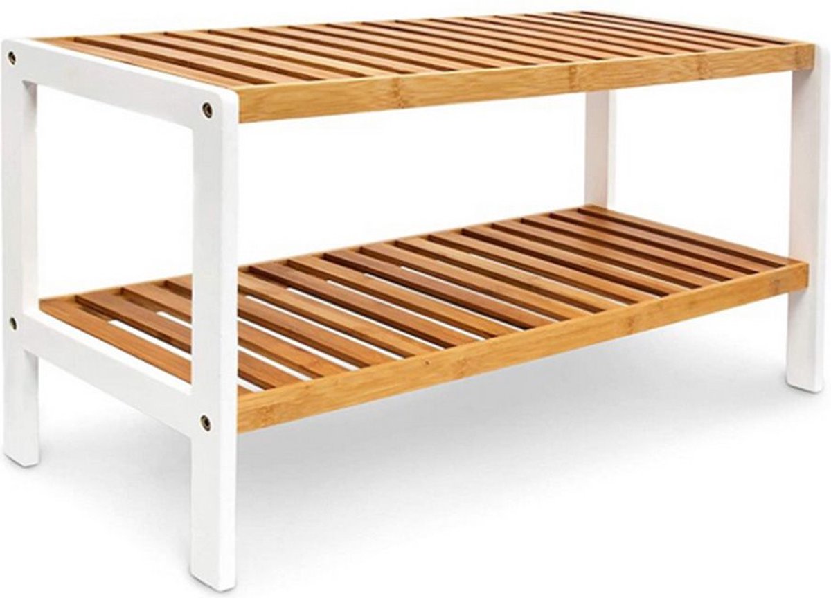 IVOL Schoenenrek 2 niveaus - Bamboe Schoenenrek - Houten schoenenrek 33x70x26cm