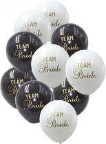 Ballonnen Team Bride zwart en wit met goudkleurige opdruk - ballon - team bride - vrijgezellenfeest - trouwen - huwelijk - vrijgezellenavond