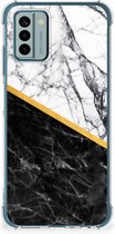 Back Cover Nokia G22 Smartphone hoesje met doorzichtige rand Marble White Black