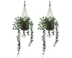 Voordeelset van 2 Plantenhangers - Jute - Kies Lengte - 60 cm lang - Geschikt voor Pot met Diameter t/m 15 cm - Handgemaakt in ons Macramé Atelier - 2 Stuks - Let op: Exclusief Pot - Inclusief Verzendkosten