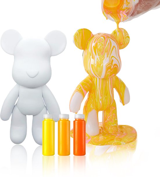 Blanco Bearbrick Pakket - 23 CM - Inclusief 3 Premium acryl verf + Benodigdheden Pakket