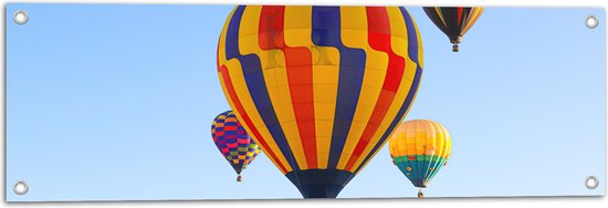 Tuinposter – Zee van Kleurrijke Luchtballonnen - 90x30 cm Foto op Tuinposter (wanddecoratie voor buiten en binnen)