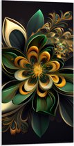Acrylglas - Bloem in Groen en Goud Tinten - 50x100 cm Foto op Acrylglas (Met Ophangsysteem)