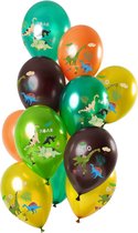 Folat - Ballonnen Dino's Groen Metallic 30cm - 12 stuks