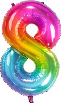 Folat - Folieballon Cijfer 8 Yummy Gummy Rainbow - 86 cm