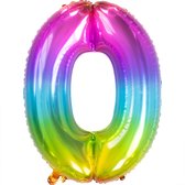 Folat - Folieballon Cijfer 0 Yummy Gummy Rainbow - 86 cm