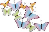 Pro Garden tuin wanddecoratie vlinders - metaal - groen - 66 x 38 cm - muurvlinders