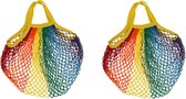 Draagtas - 2x - Pride/regenboog/lhbtiq+ thema kleuren - katoen - 40 x 60 cm