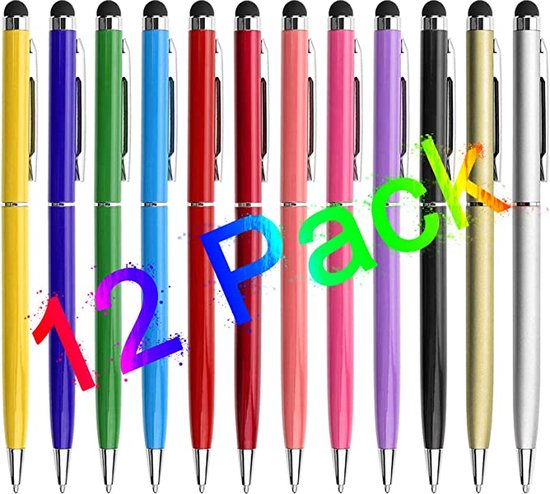 Tabletpen voor alle tablets, 2-in-1 stylus pen met schrijffunctie, stylus universele touchpen voor tablets/mobiele telefoons, compatibel met Apple/Huawei/Xiaomi/Samsung/Microsoft (zwart