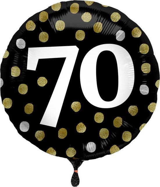 Folat - Folieballon Glossy Black 70 jaar - 45 cm