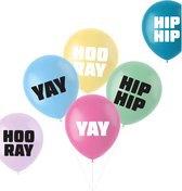 Ballonnen Hip Hip Hooray Yay Pastel - 6stk