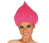 Perruque troll rose pour adulte - Perruque déguisée