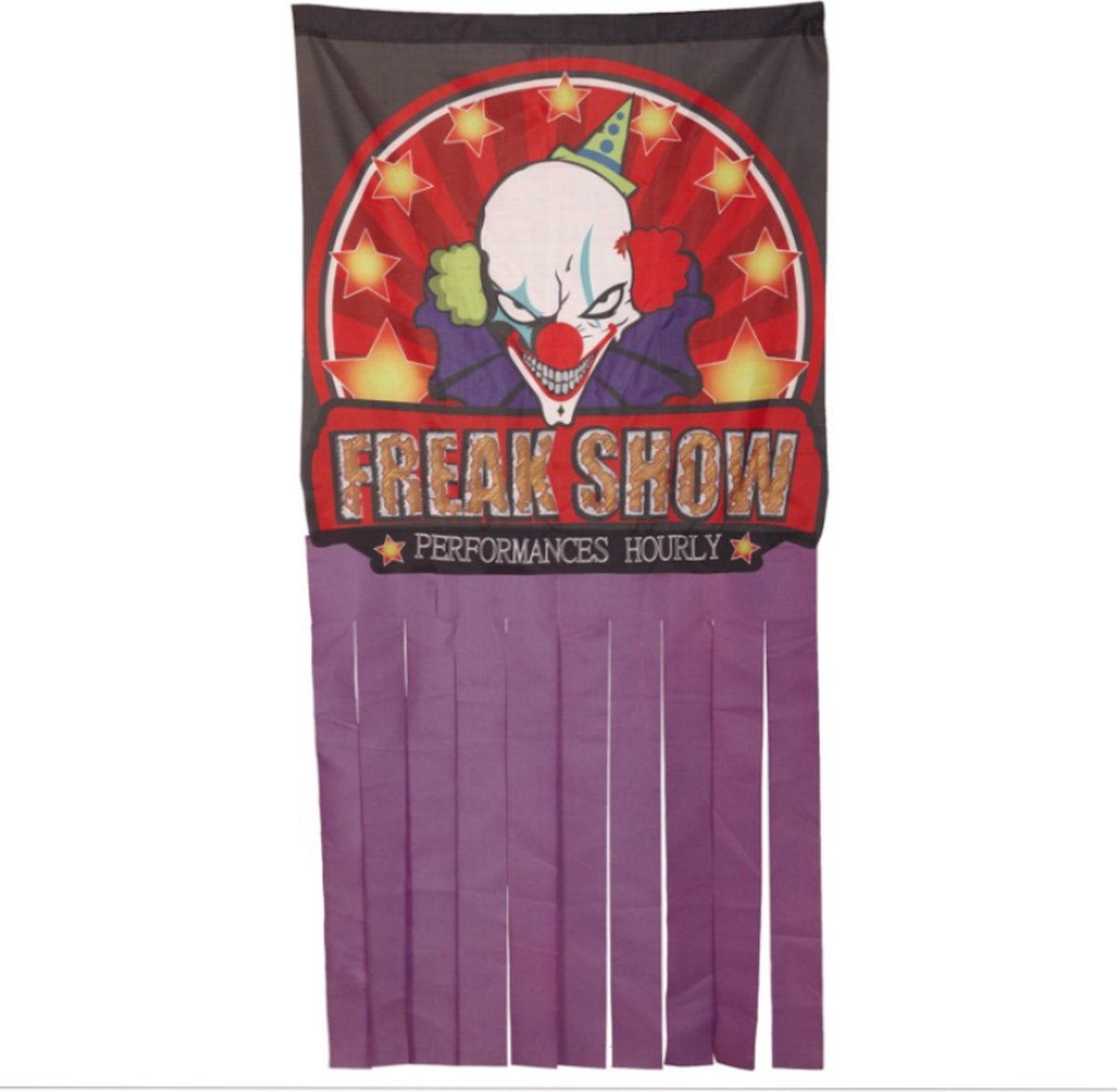 Fiestas Guirca - Halloween Clown Freak Show Gordijn - 158 x 78 cm