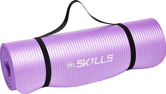 Feestdeal nu € 19,95 Fitnessmat extra dik Paars / Purple + met draagriem - sporten buiten of binnen - dbSKILLS - Anti slip - sportmat -yogamat extra dik 183 cm 61 cm 1.5 dik