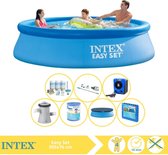 Intex Easy Set Zwembad - Opblaaszwembad - 305x76 cm - Inclusief Solarzeil Pro, Onderhoudspakket, Filter, Stofzuiger, Zwembadtegels en Warmtepomp HS