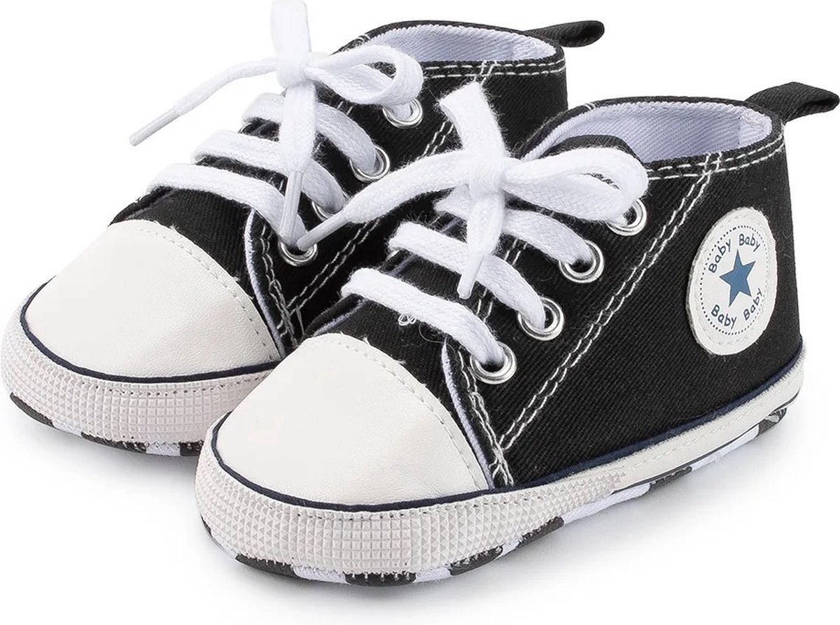 Steppies Babyschoentjes - Zwart - Zachte Zool Antislip - Maat 20-21 (12-18 maanden, 13 cm) - Babyslofjes