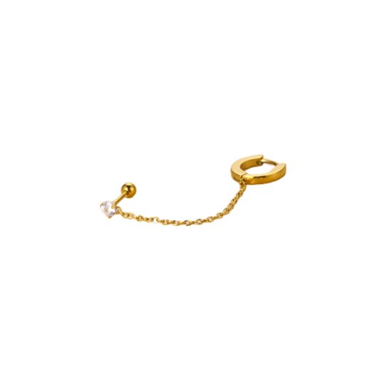 Plux Fashion Classic String Oorbellen - Goud - 6mm - Stainless Steel - Heren - Dames - Sieraden - Gouden Oorbellen - Classic String Earrings - Oorbel - Fancy Oorbel - Oorbel met piercing- Sieraden Cadeau - Luxe Style - Duurzame Kwaliteit - Moederdag