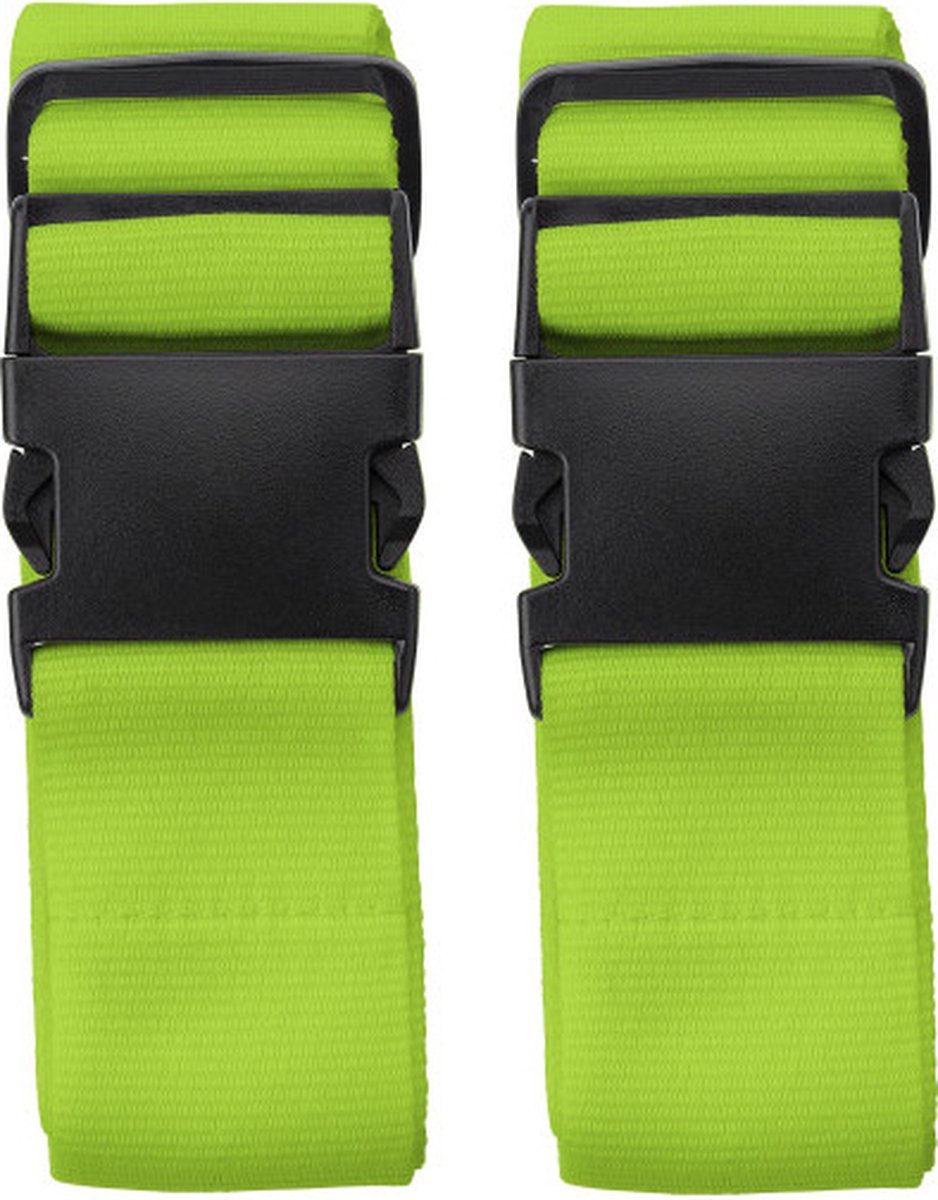 Bol.com 2x stuks Kofferriemen 180cm - Verstelbaar - Geschikt voor iedere koffer - Lime aanbieding